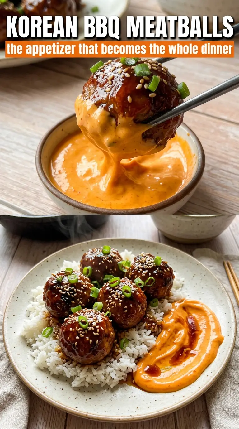Korean BBQ meatballs spicy mayo dip sticky glazed