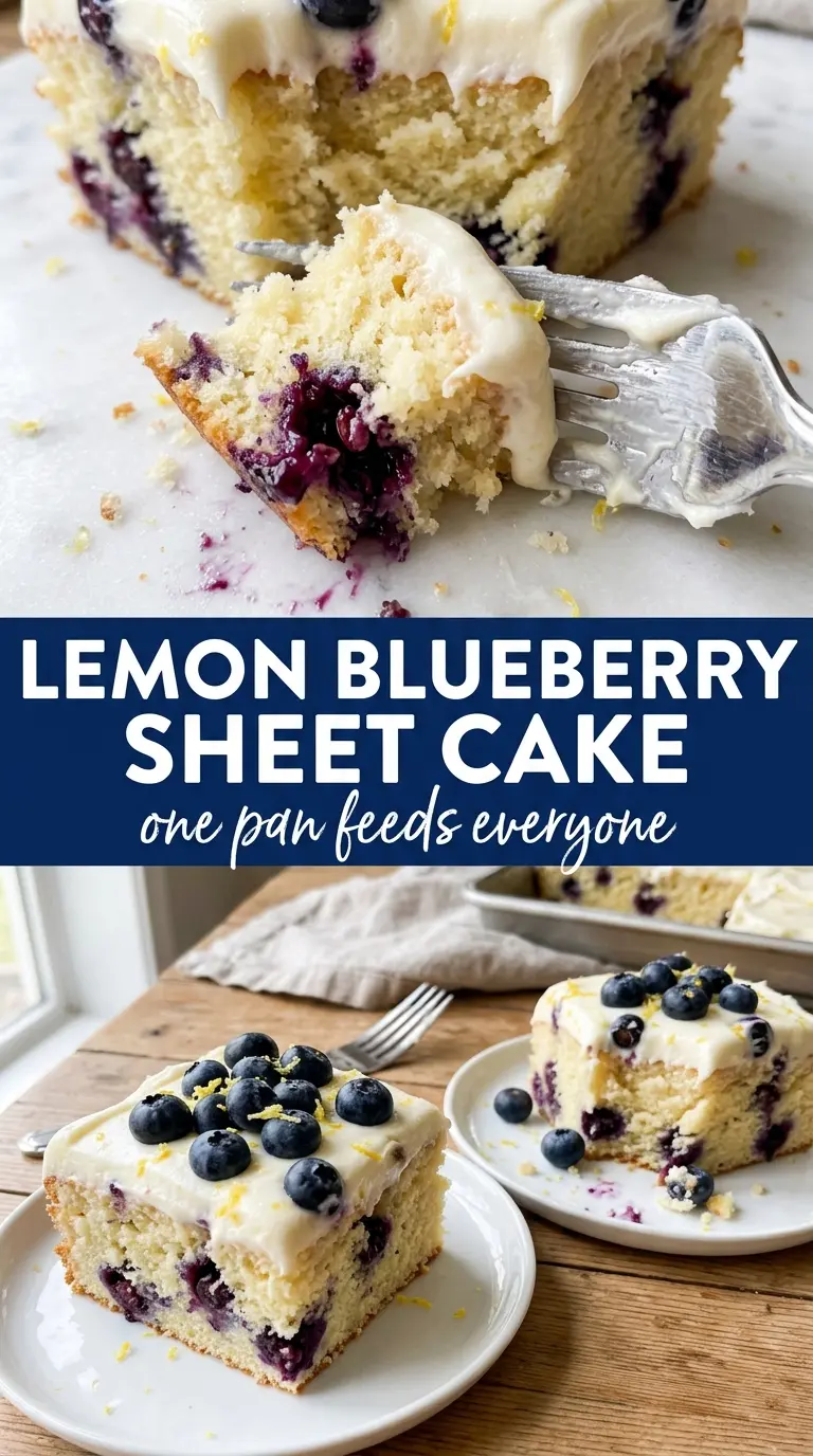 Lemon Blueberry Sheet Cake bright creamy frosted