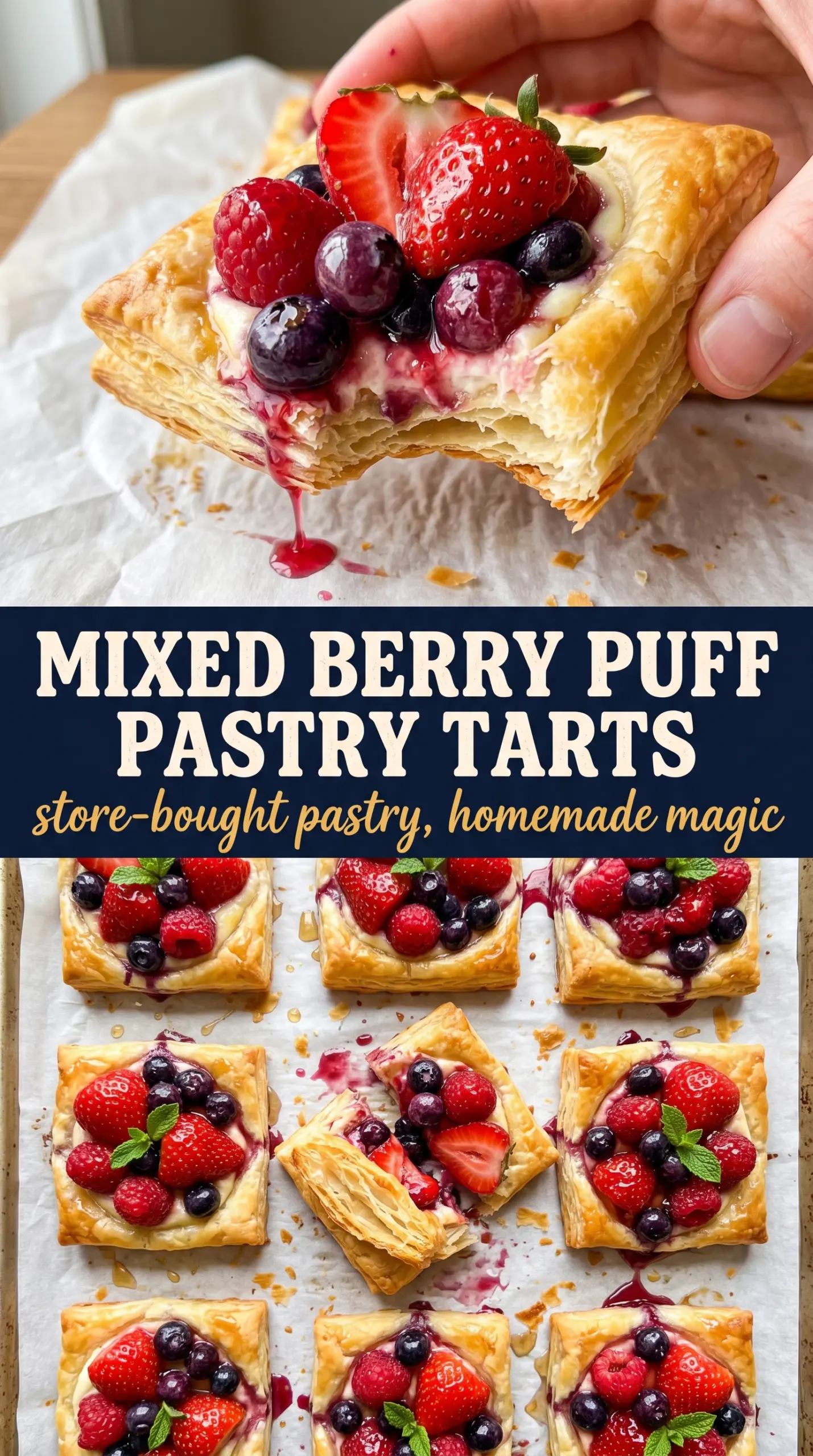 Mixed Berry Puff Pastry Tarts flaky creamy berry
