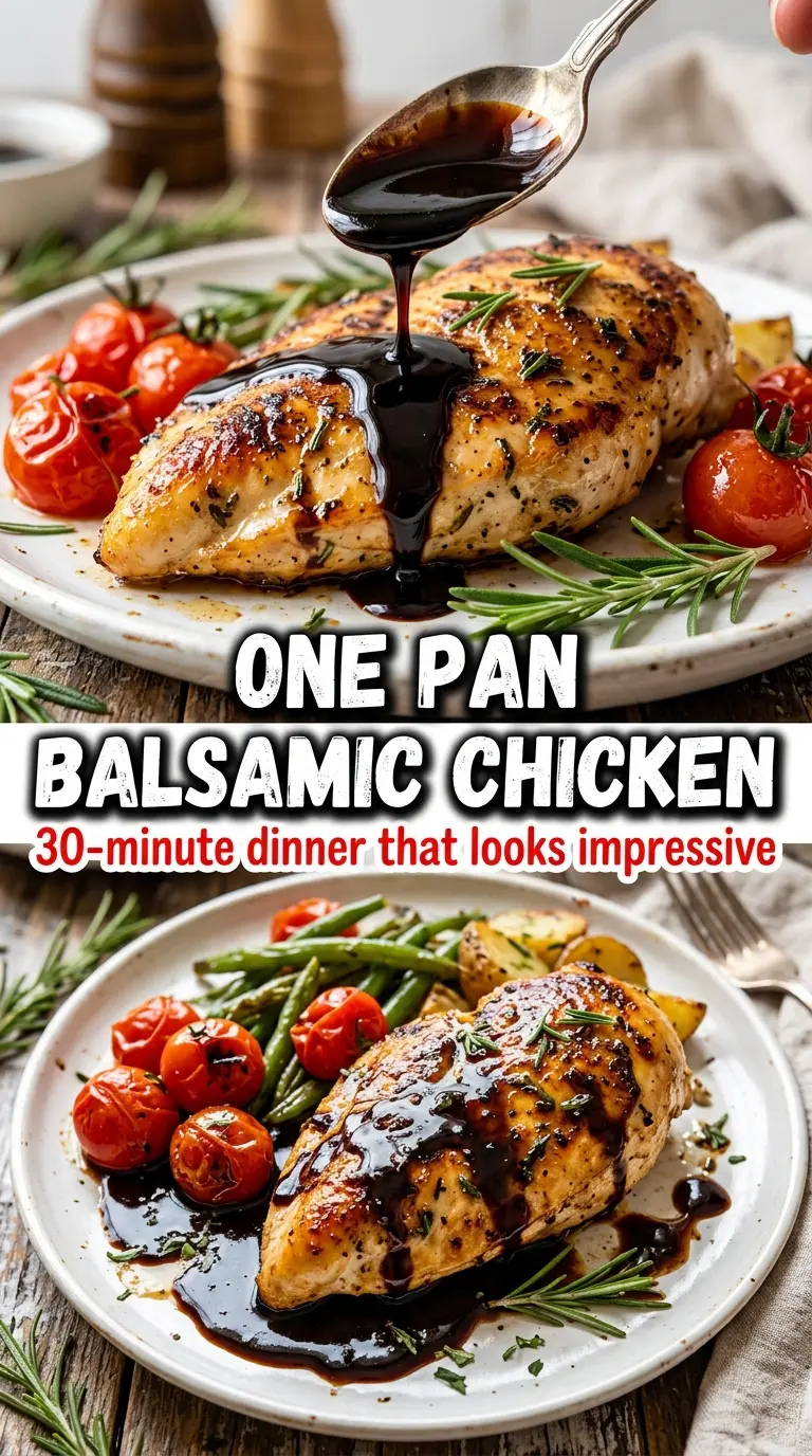 One Pan Balsamic Chicken glossy chicken thighs burst tomatoes