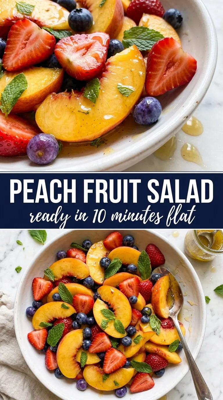 Peach Fruit Salad juicy berries mint