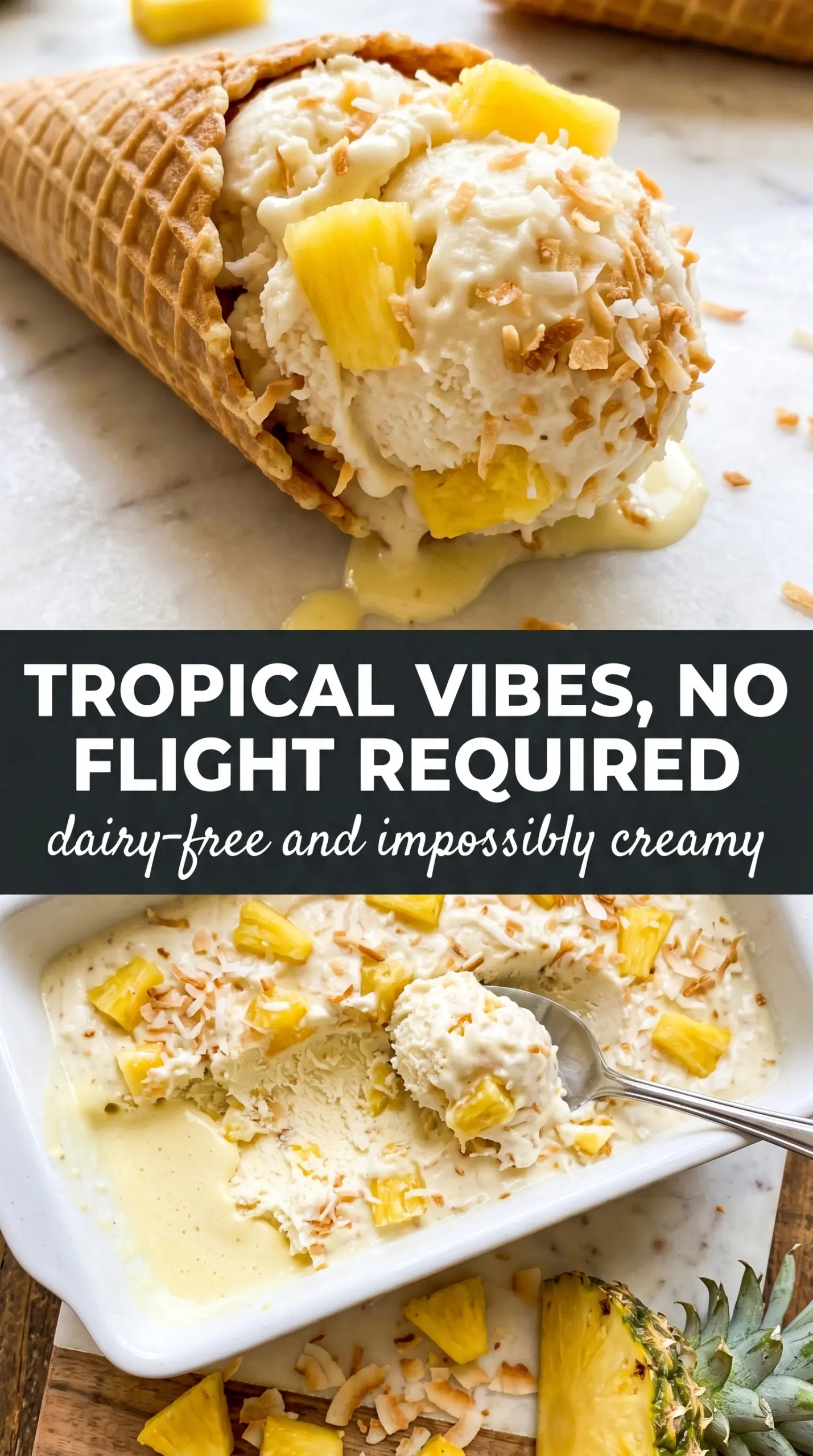 Pineapple Coconut Ice Cream creamy tropical frozen dessert