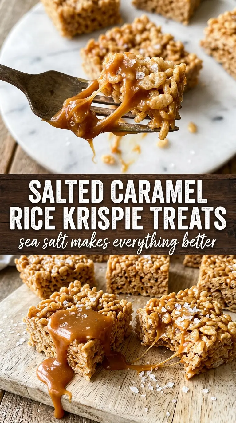 Salted caramel Rice Krispie treats gooey caramel chewy