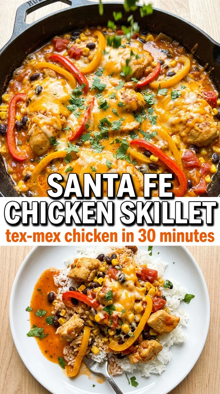Santa Fe Chicken Skillet golden seared, cheesy, Tex-Mex