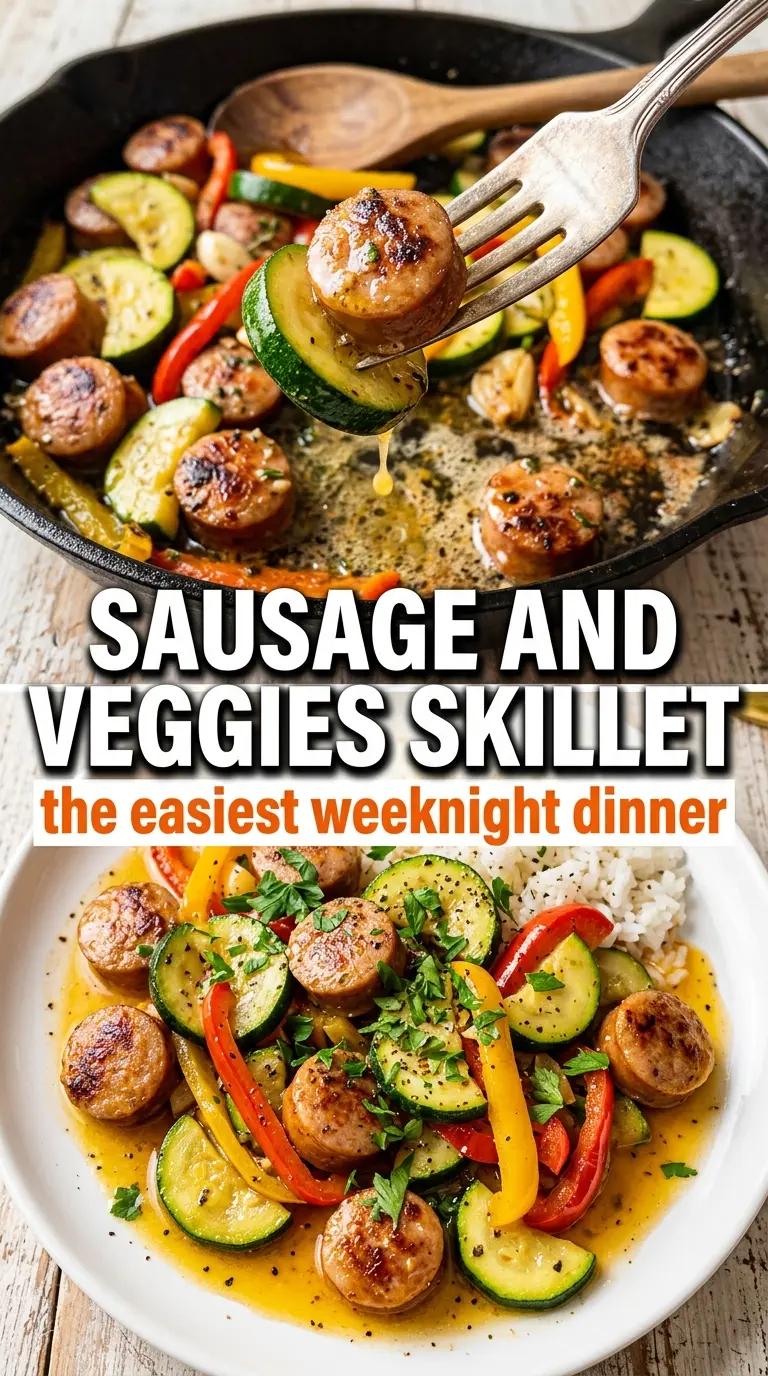 Sausage and Veggies Skillet caramelized colorful skillet