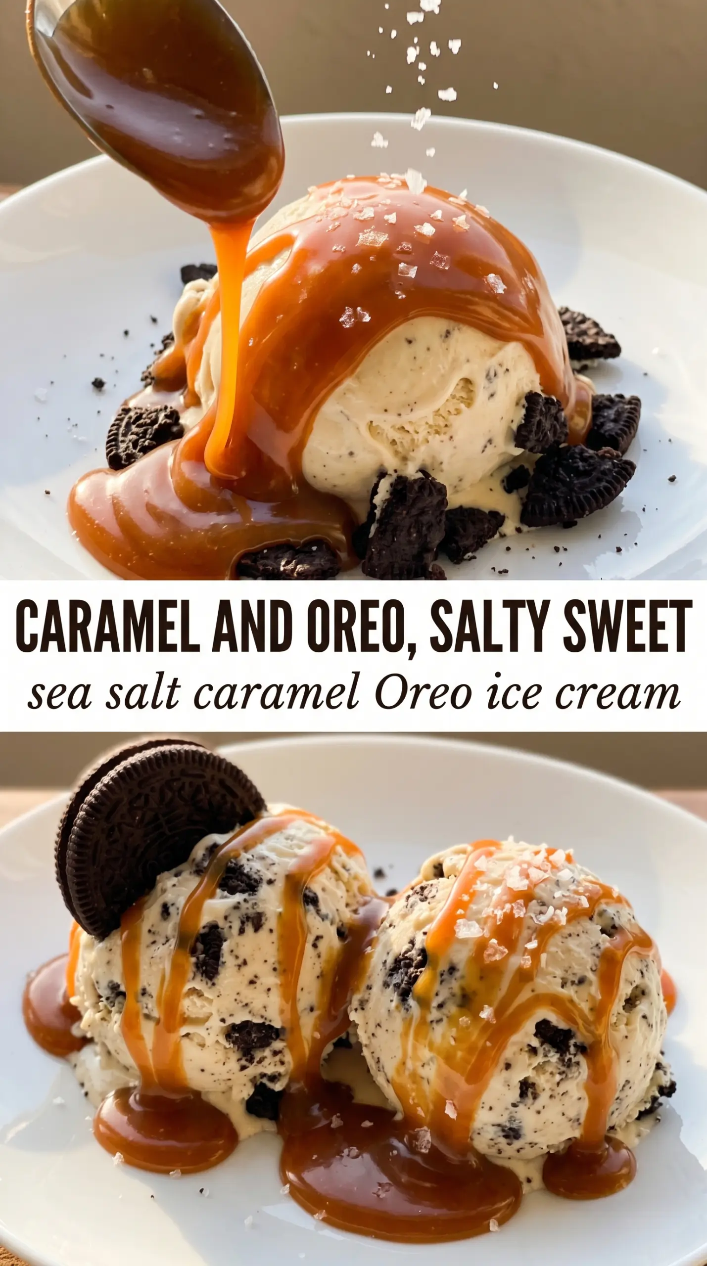 Sea salt caramel Oreo ice cream creamy caramel Oreo frozen dessert