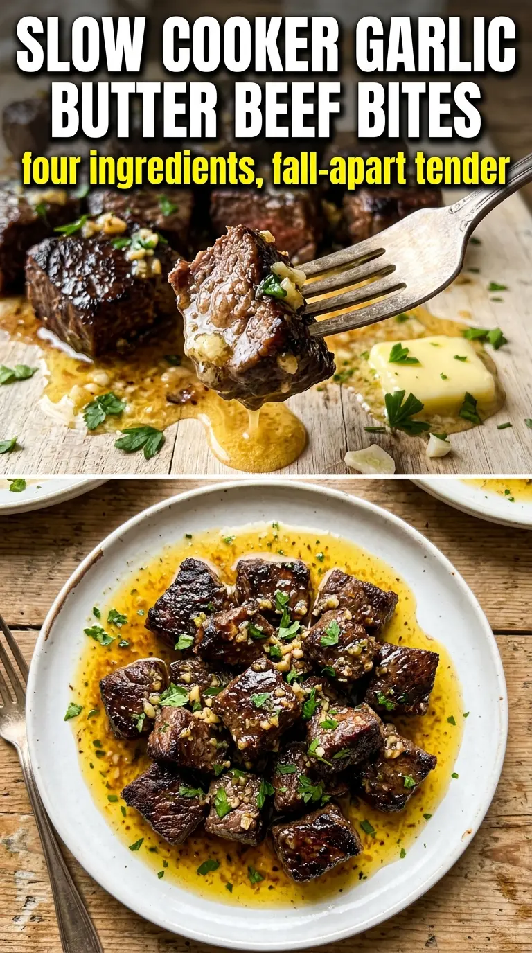 Slow Cooker Garlic Butter Beef Bites savory tender glossy
