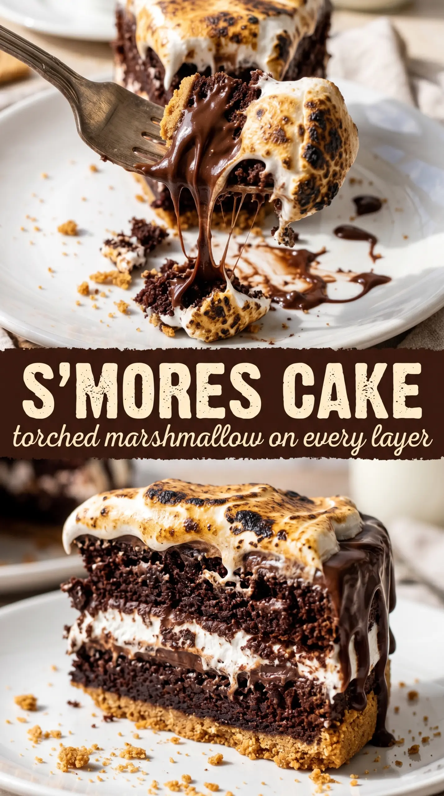 S'mores cake chocolate marshmallow, graham cracker