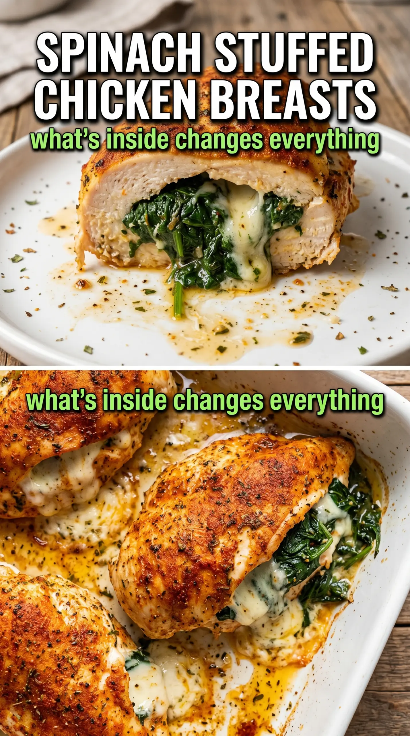 Spinach Stuffed Chicken Breasts creamy golden
