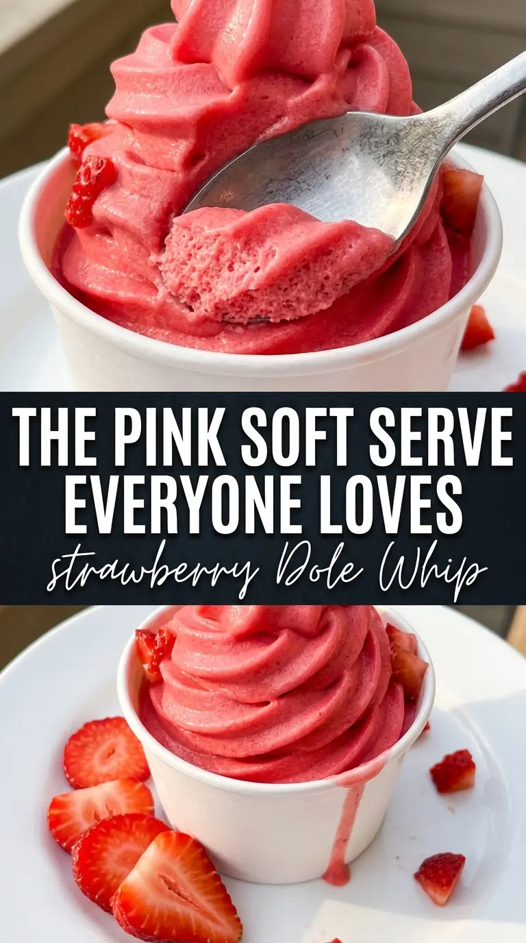Strawberry Dole Whip bright pink creamy soft serve