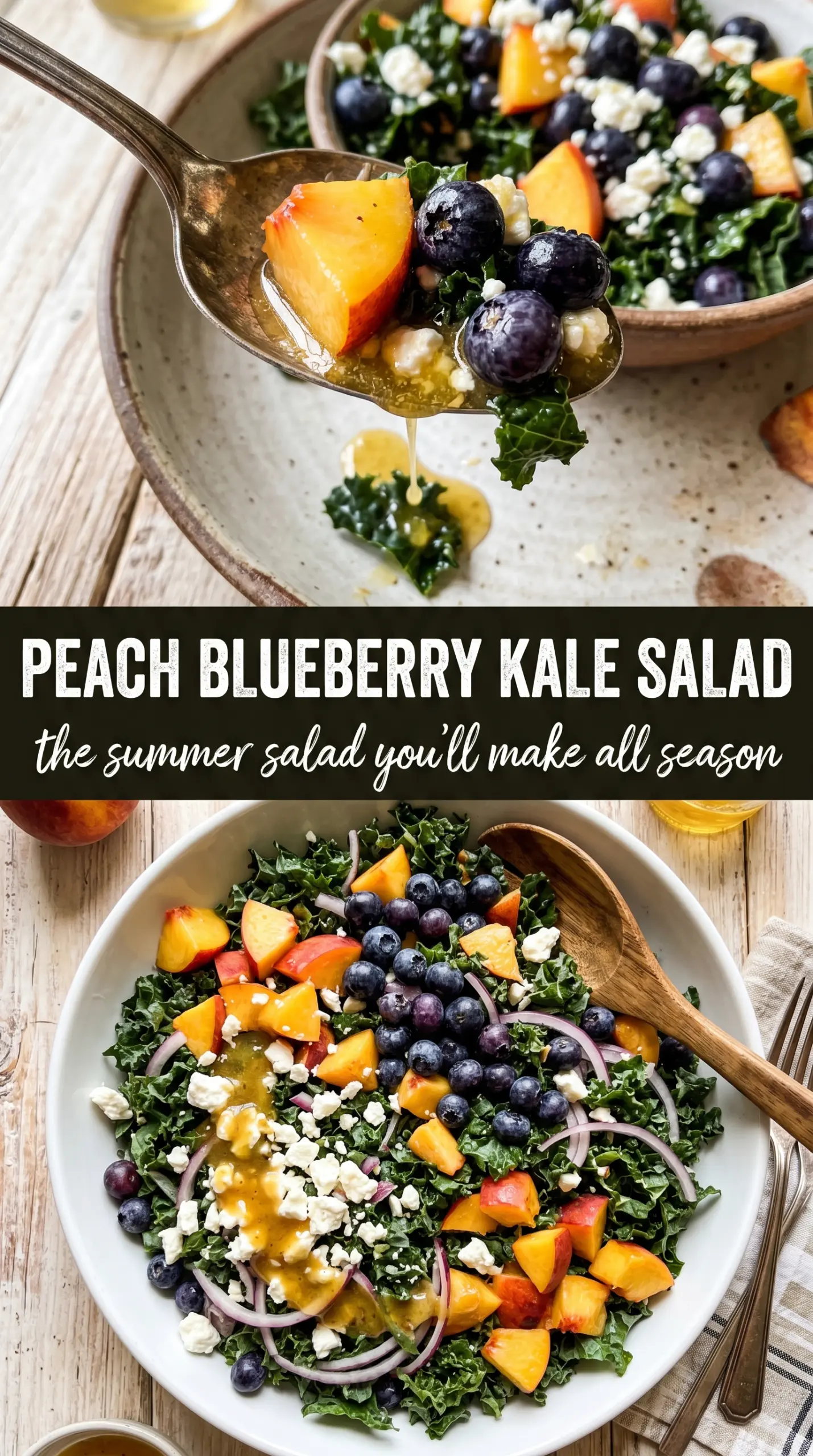 Summer Peach Blueberry Kale Salad fresh juicy vibrant