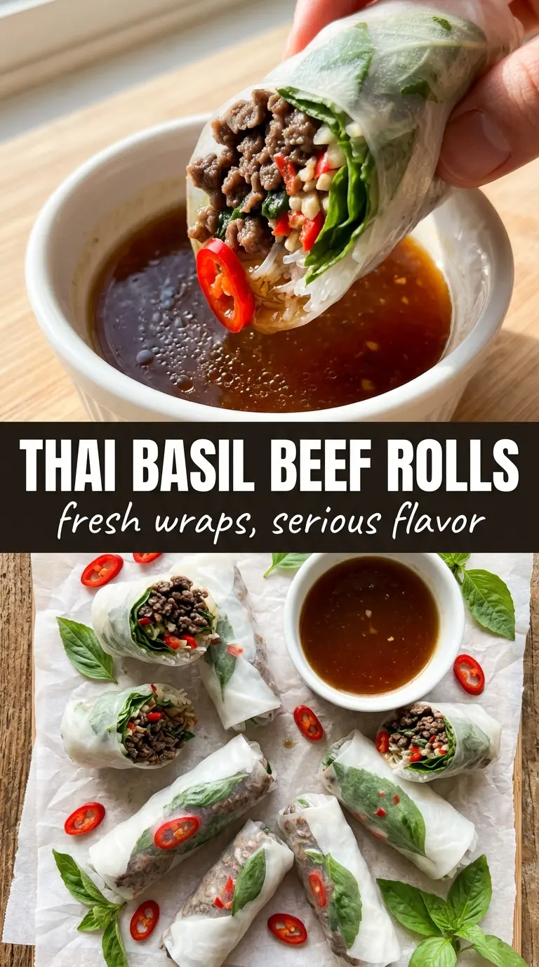 Thai Basil Beef Rolls caramelized lettuce cups