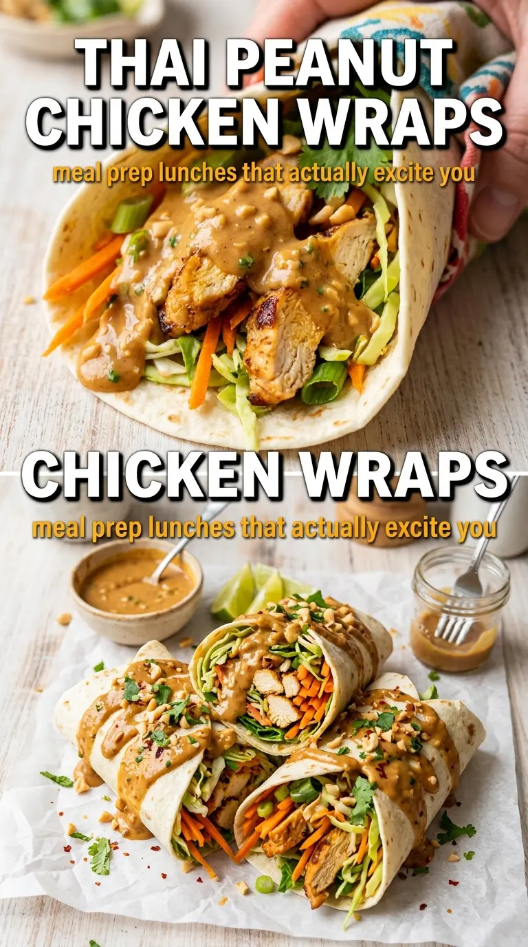 Thai Peanut Chicken Wraps glossy crunchy