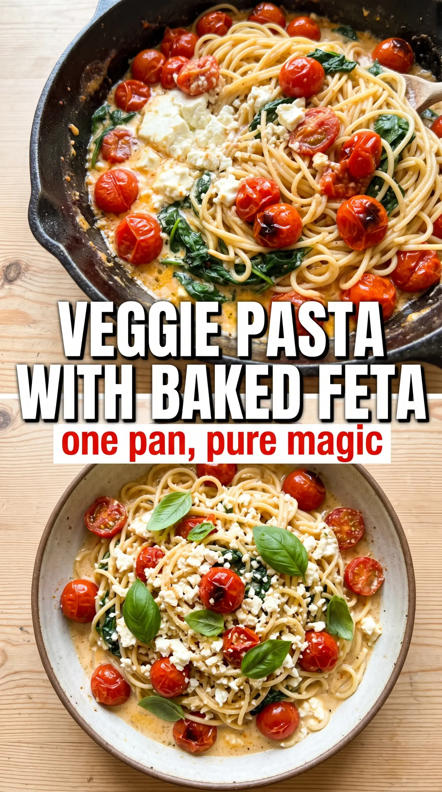 Veggie Pasta with Baked Feta creamy roasted