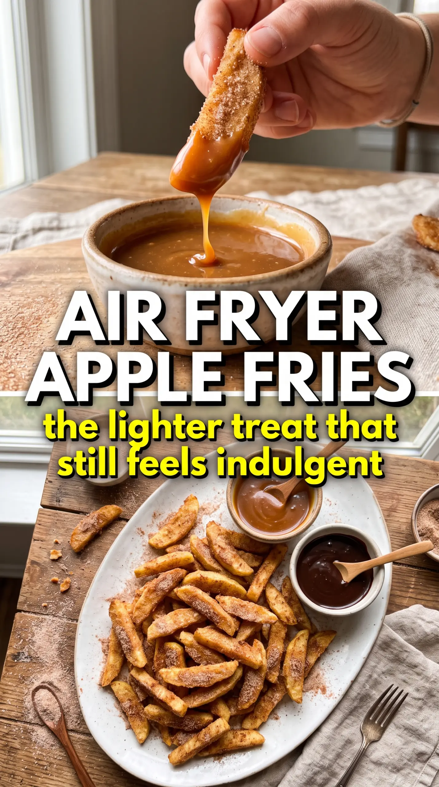 Air Fryer Apple Fries crispy cinnamon sugar