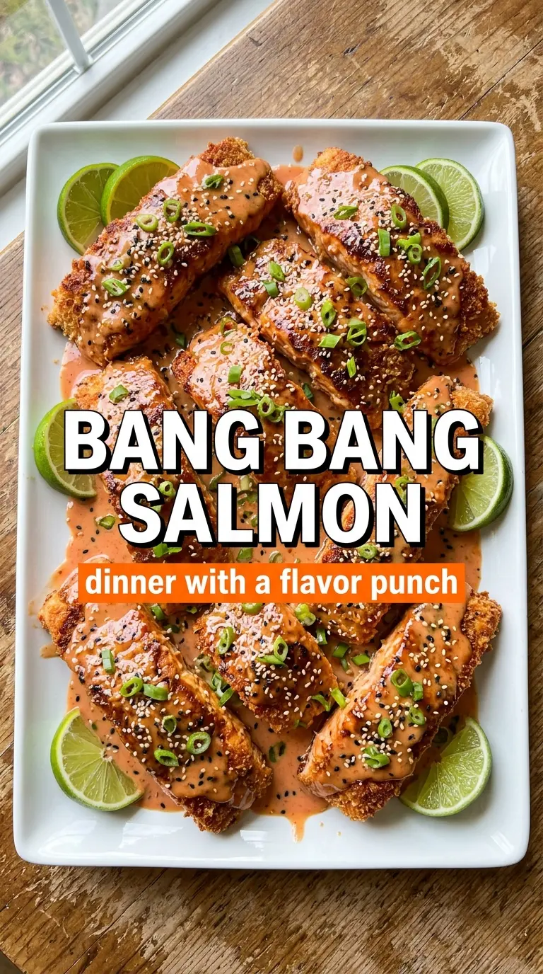 Bang Bang Salmon with crispy salmon, glossy sauce, sesame seeds