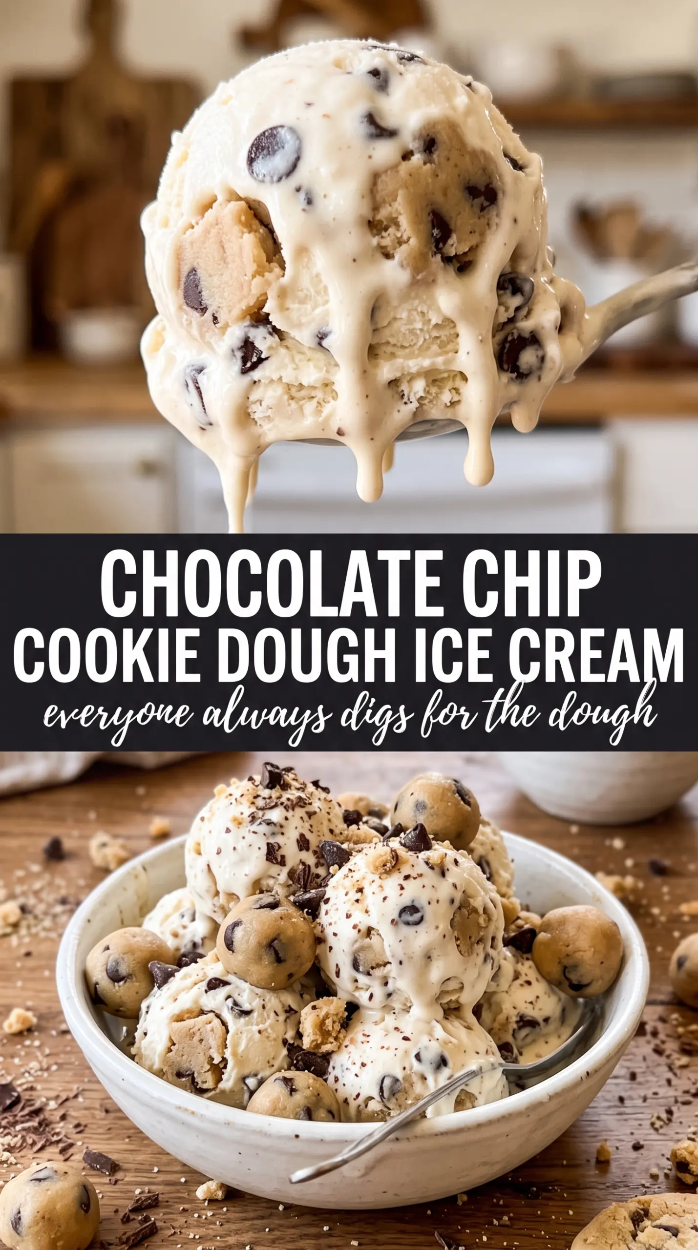 Scoop of homemade ice cream in a bowl