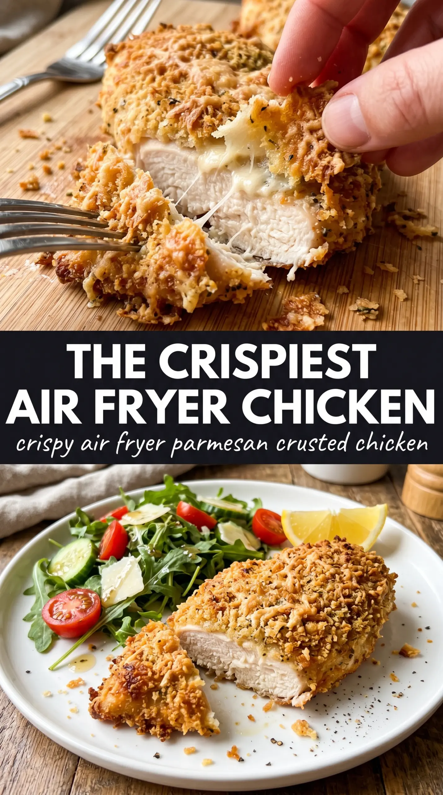 Crispy Air Fryer Parmesan Crusted Chicken golden crispy juicy