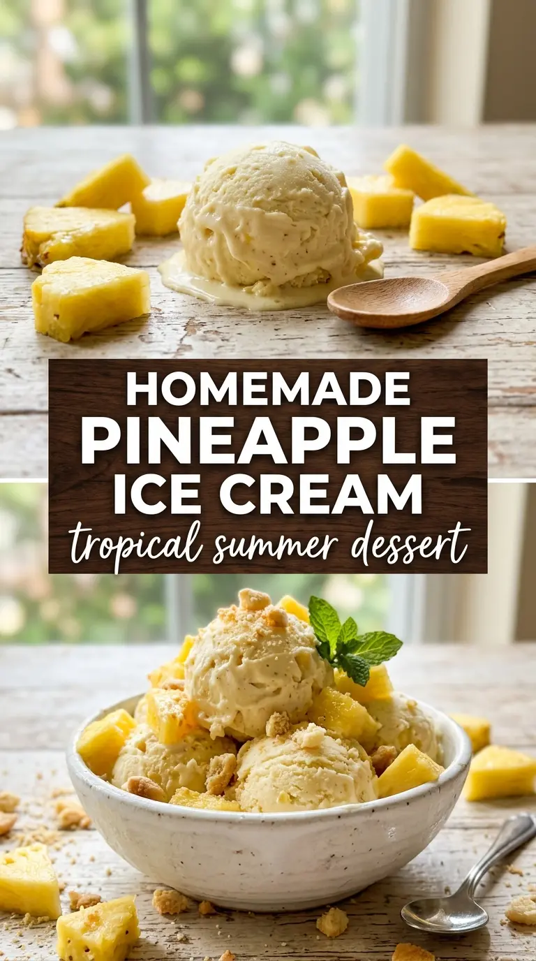 Homemade Pineapple Ice Cream bright creamy tropical