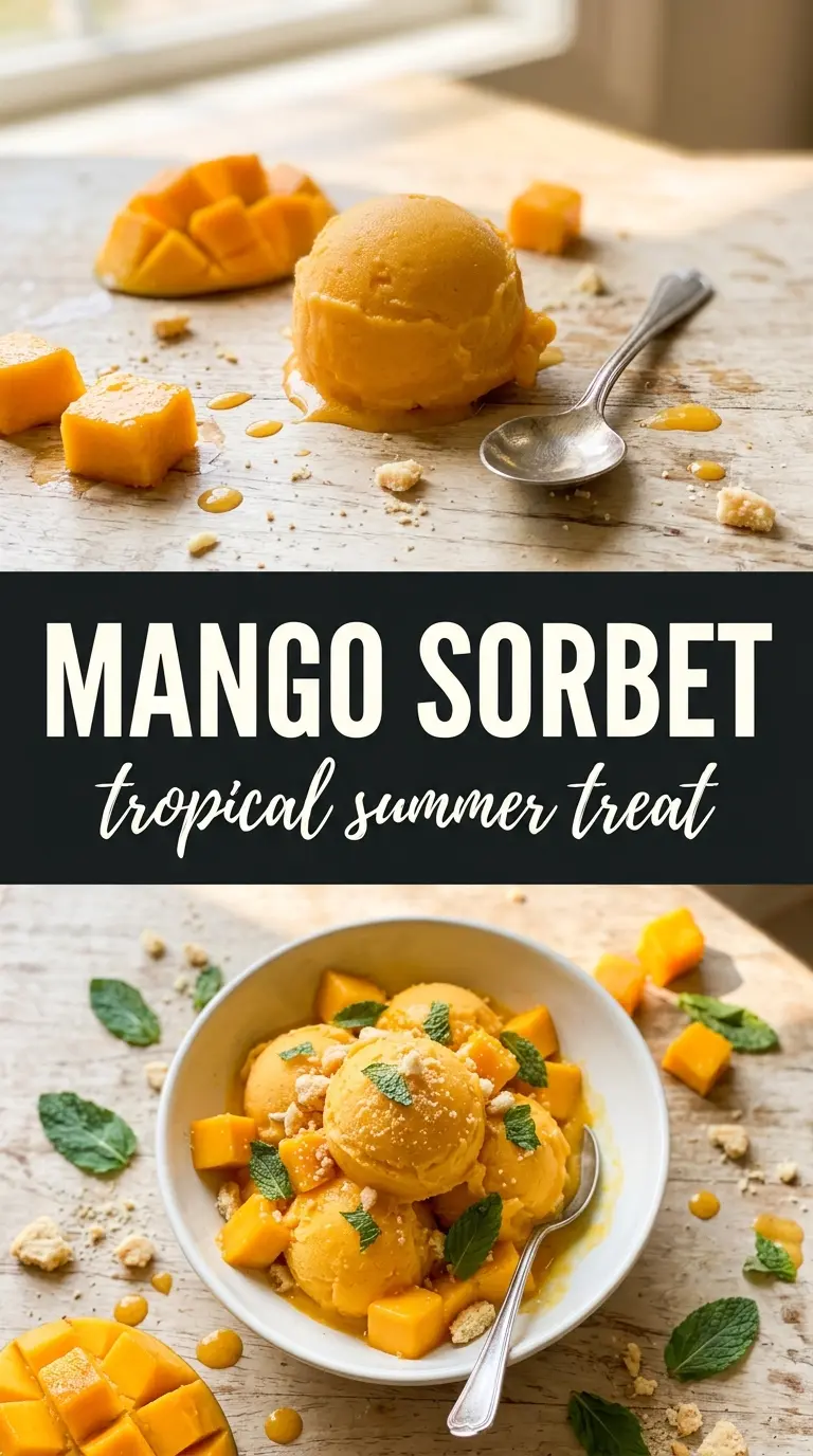 Mango sorbet vivid tropical frozen dessert