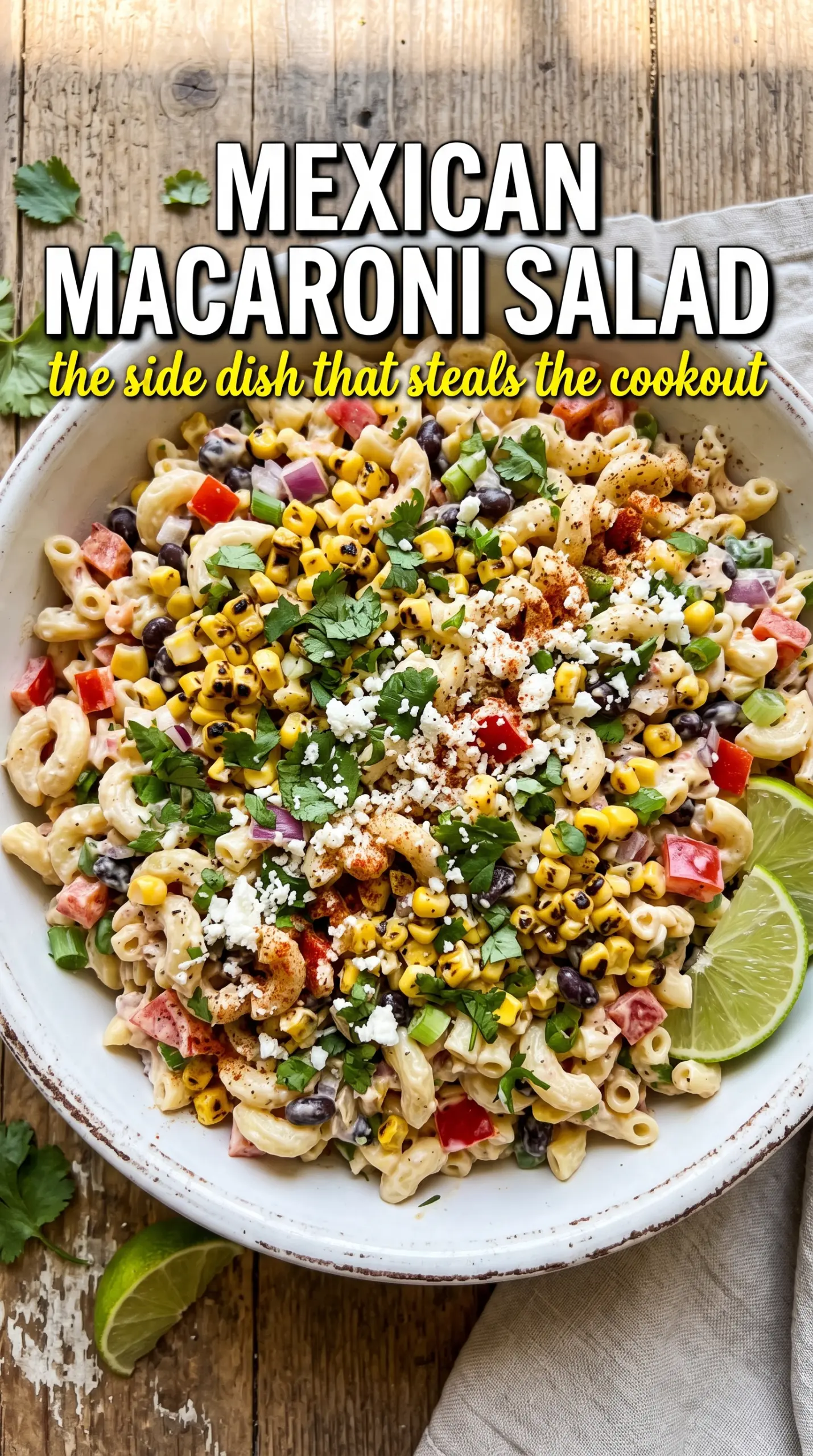 Mexican macaroni salad creamy chili-lime cotija