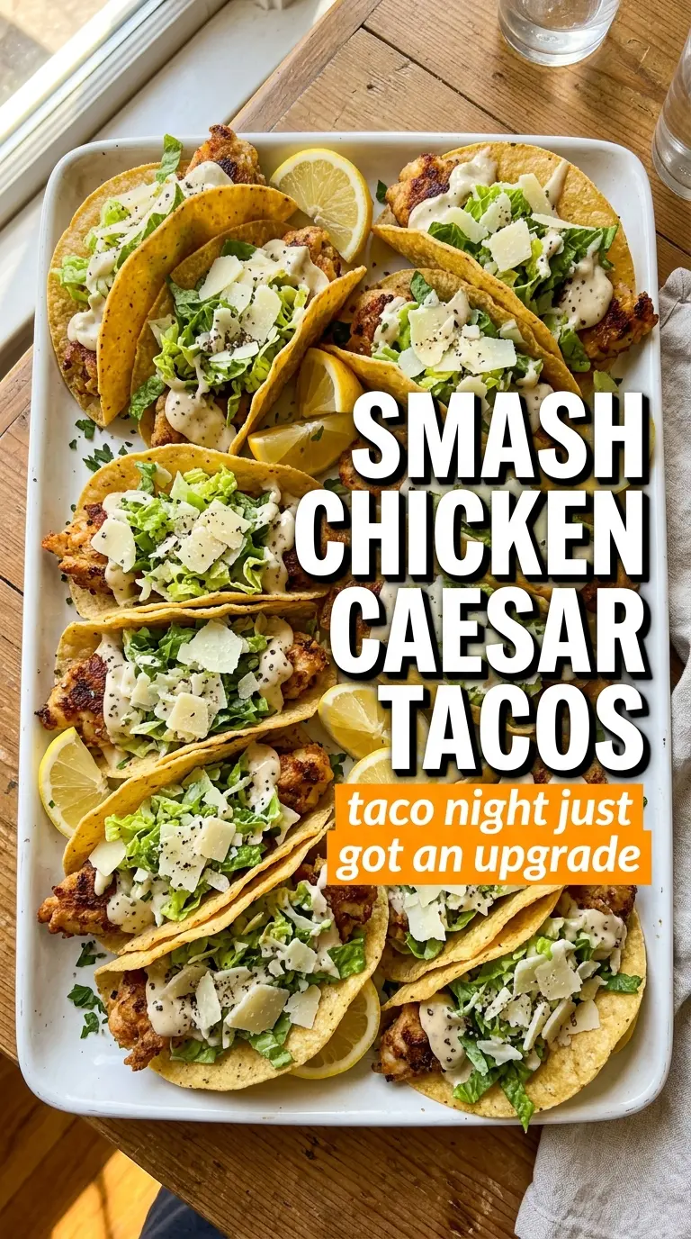 Smash Chicken Caesar Tacos crispy chicken Caesar salad tacos