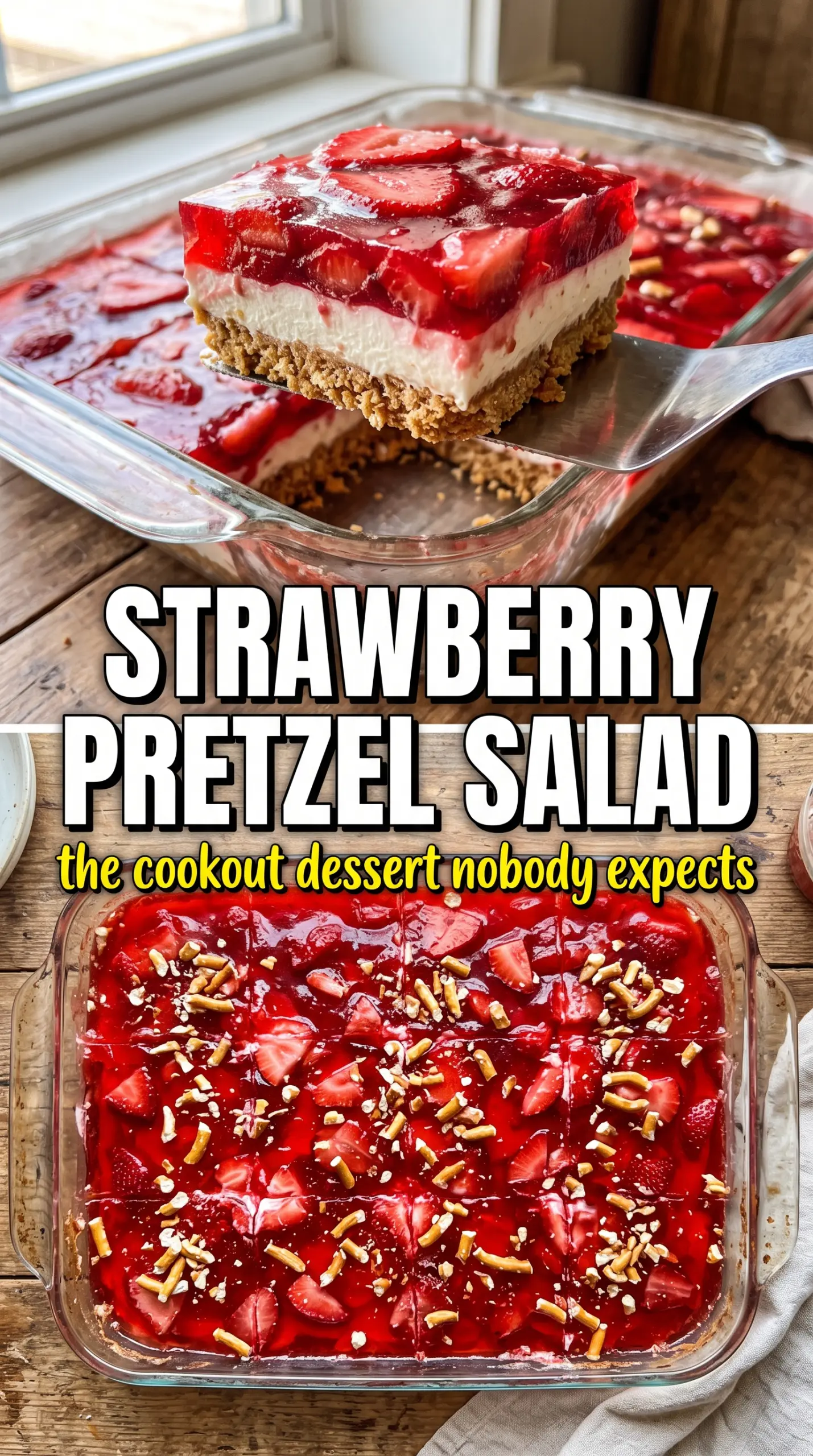 Strawberry Pretzel Salad layered dessert creamy strawberry