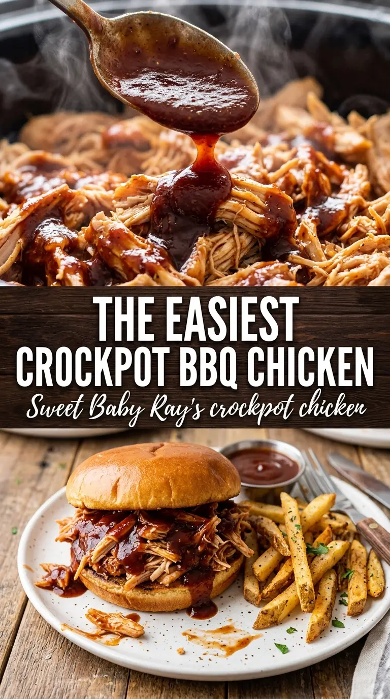 Sweet Baby Ray's Crockpot Chicken shredded BBQ glossy