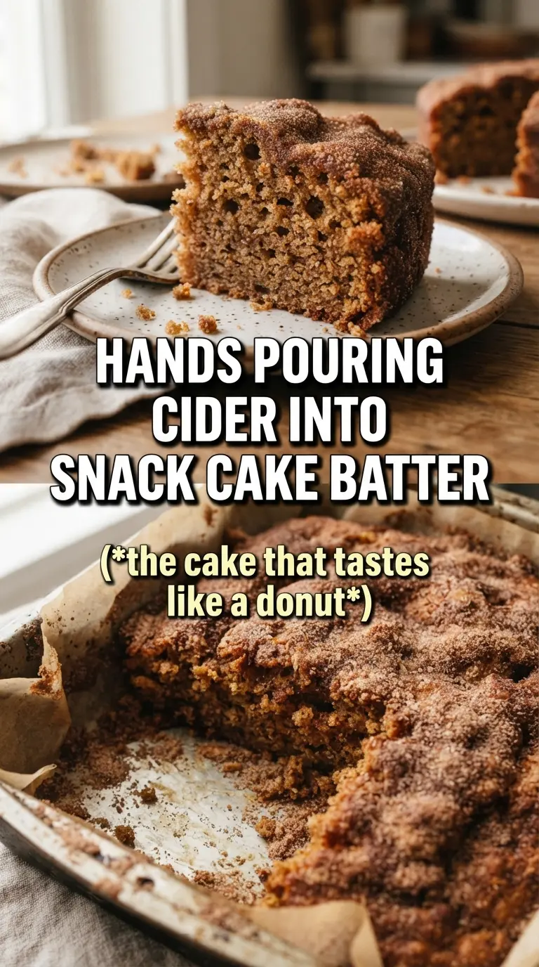 Apple Cider Donut Snack Cake with cinnamon sugar, tender crumb