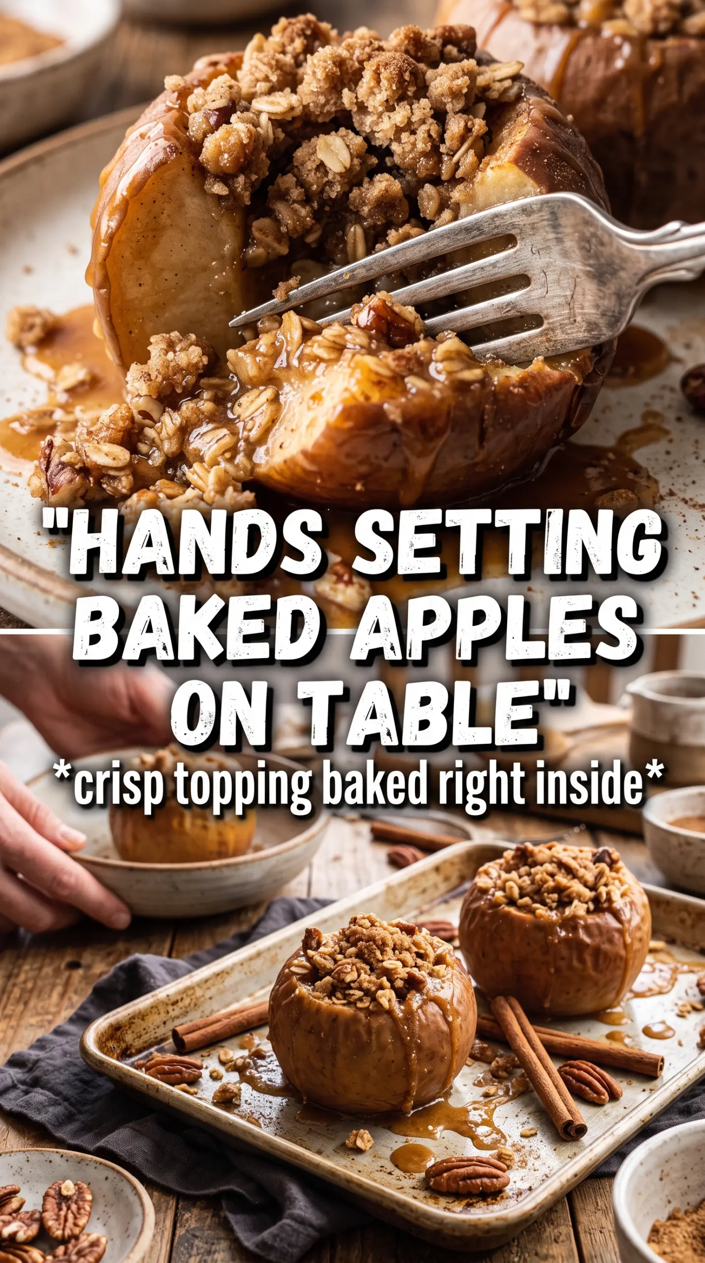 Apple Crisp Baked Apples, caramelized oat crumble, vanilla ice cream
