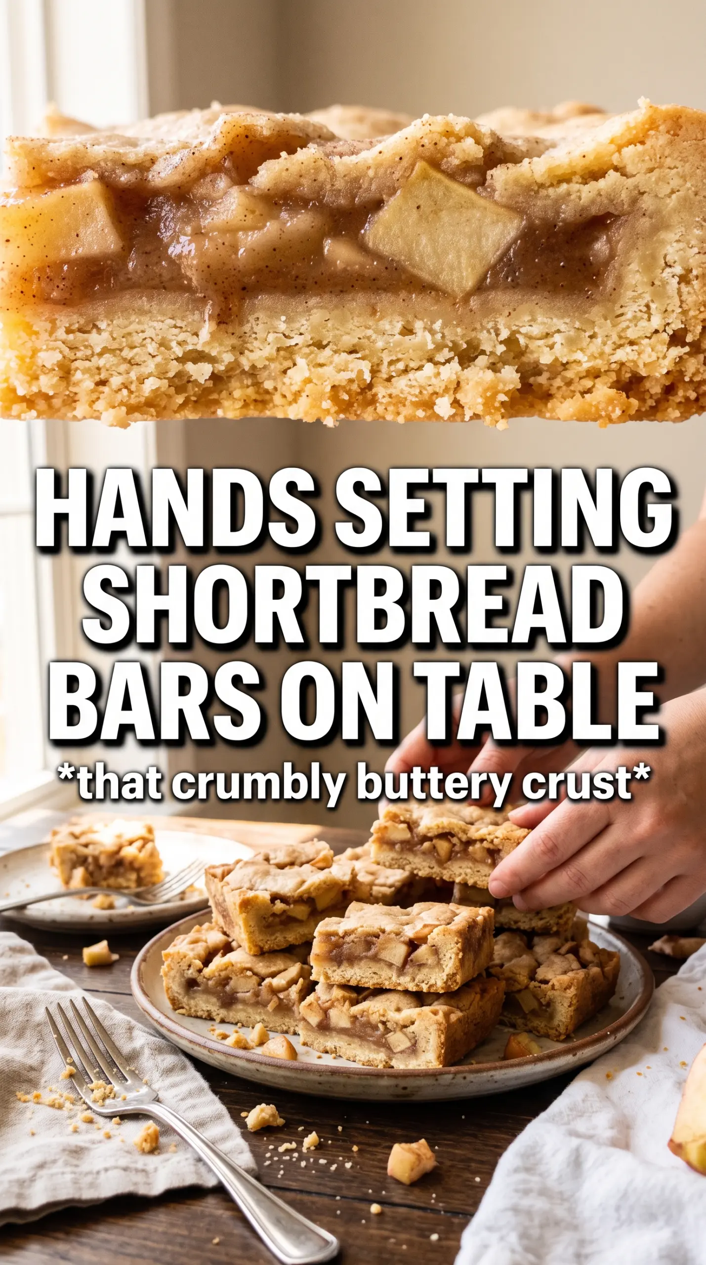 Apple Crisp Shortbread Bars layered caramel dessert
