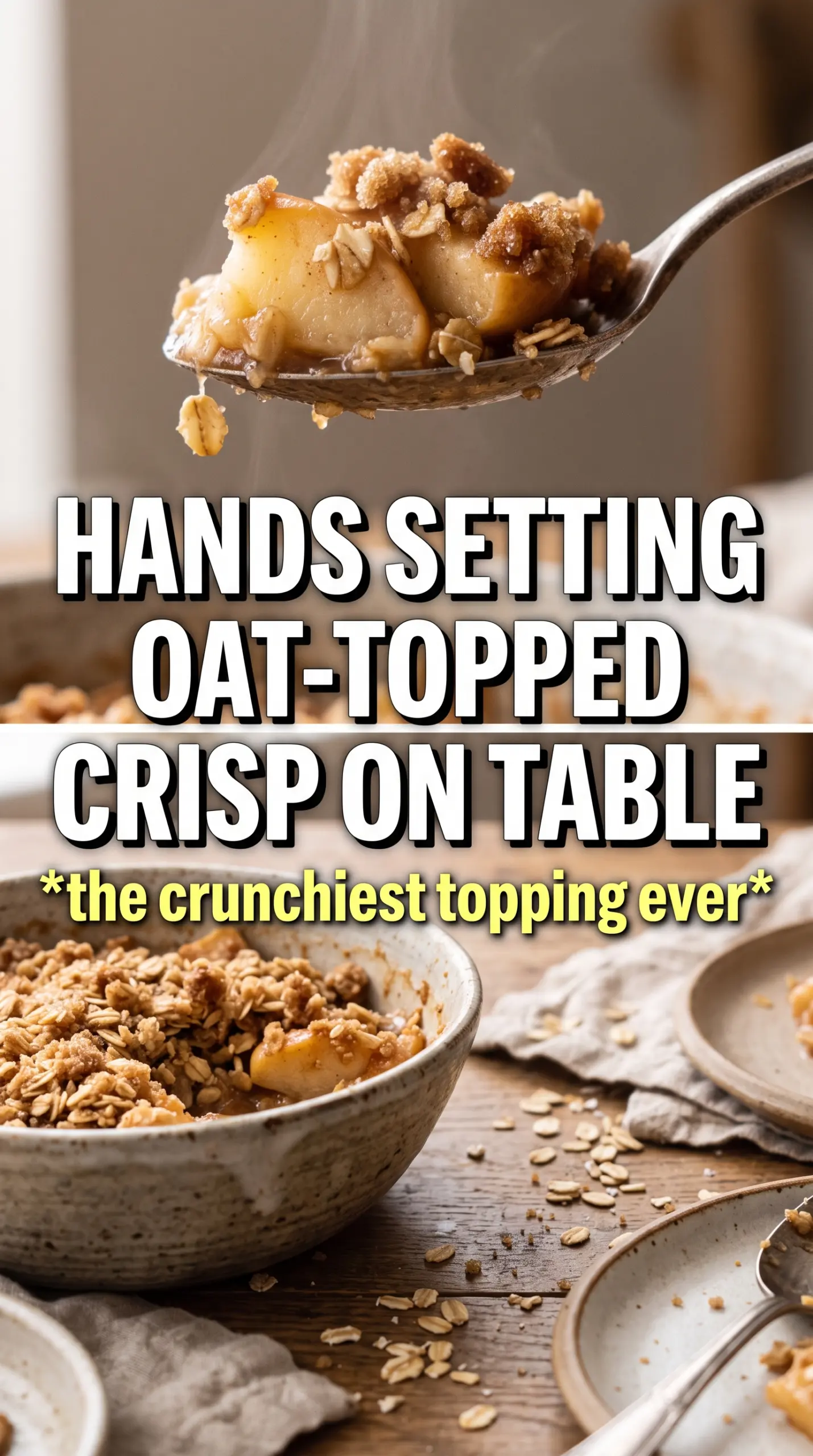 Apple Crisp With Oats, golden crumble, bubbling apples