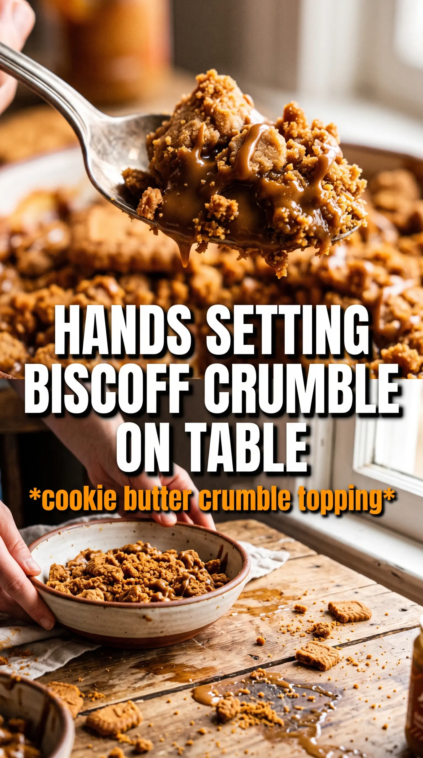Biscoff apple crumble golden spiced cookie topping