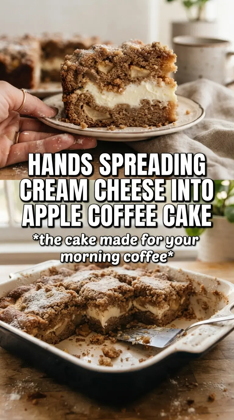 Cream Cheese Apple Coffee Cake with cream cheese, apples, streusel