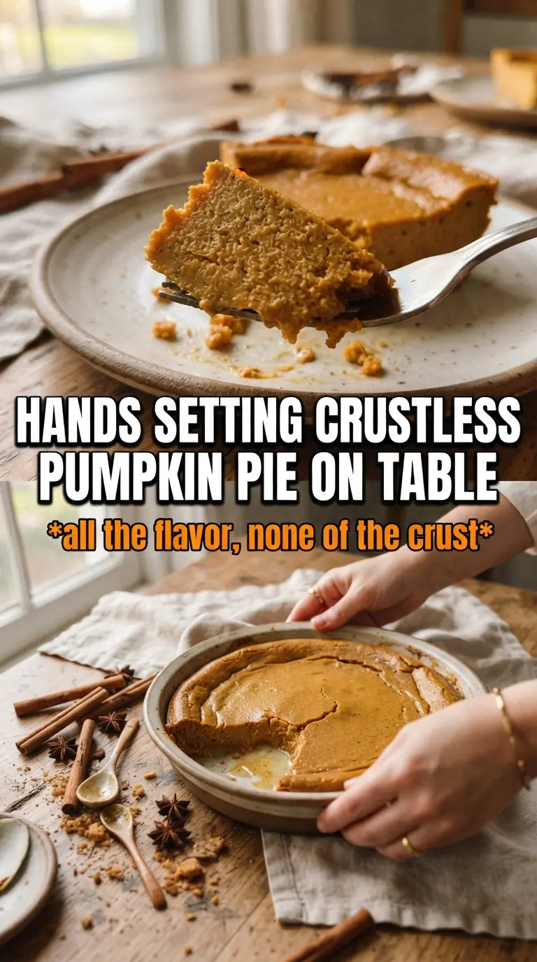 Crustless pumpkin pie silky custard cinnamon