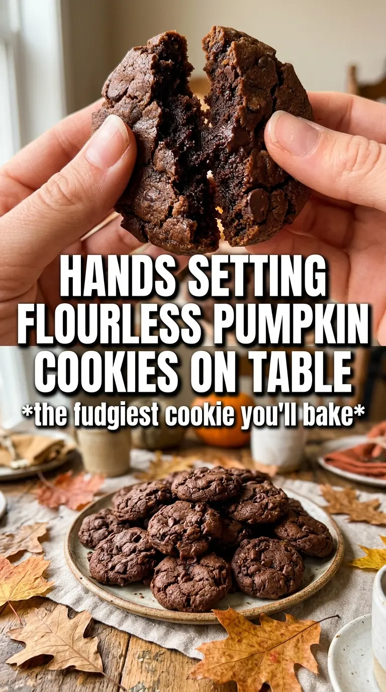 Flourless chocolate pumpkin cookies fudgy crackled pumpkin spice