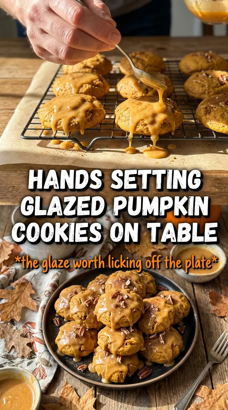 Glazed Pumpkin Cookies soft cakey vanilla glaze