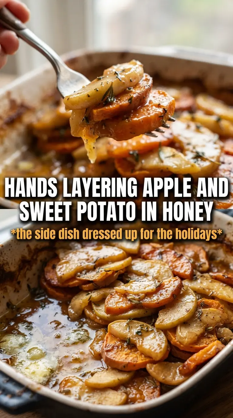 Honey Glazed Apple and Sweet Potato Casserole caramelized glazed pecans