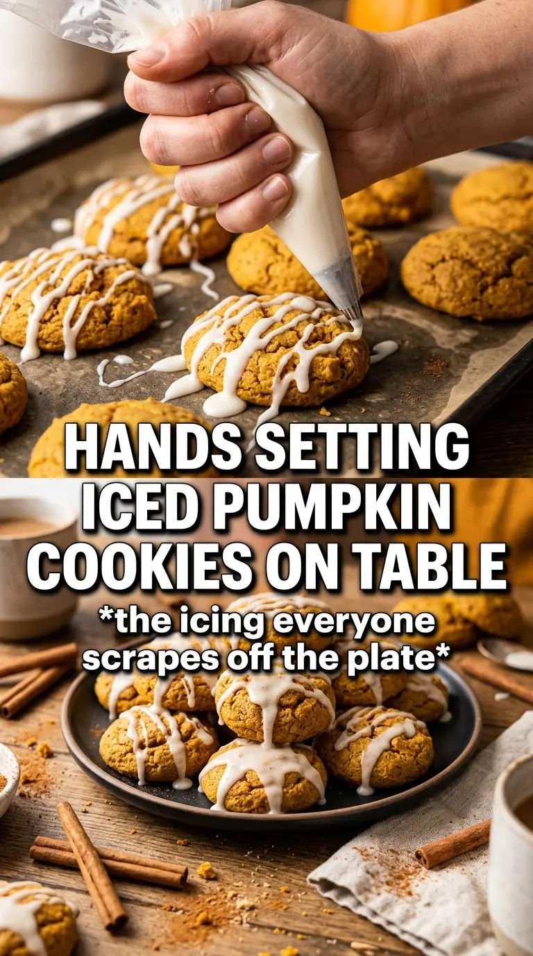 Iced Pumpkin Cookies soft cakey maple cream cheese
