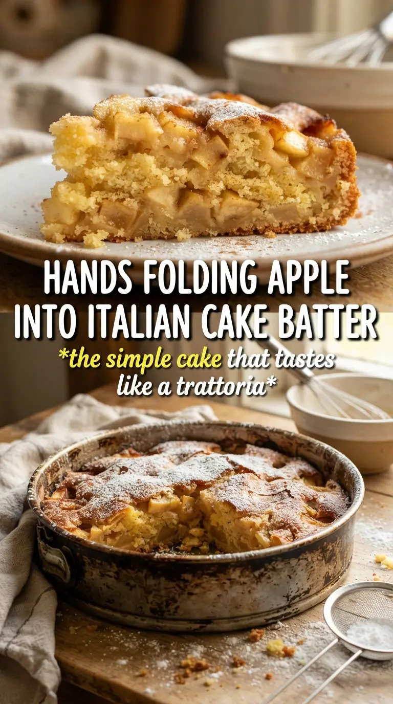 Italian Apple Cake dense crumb powdered sugar