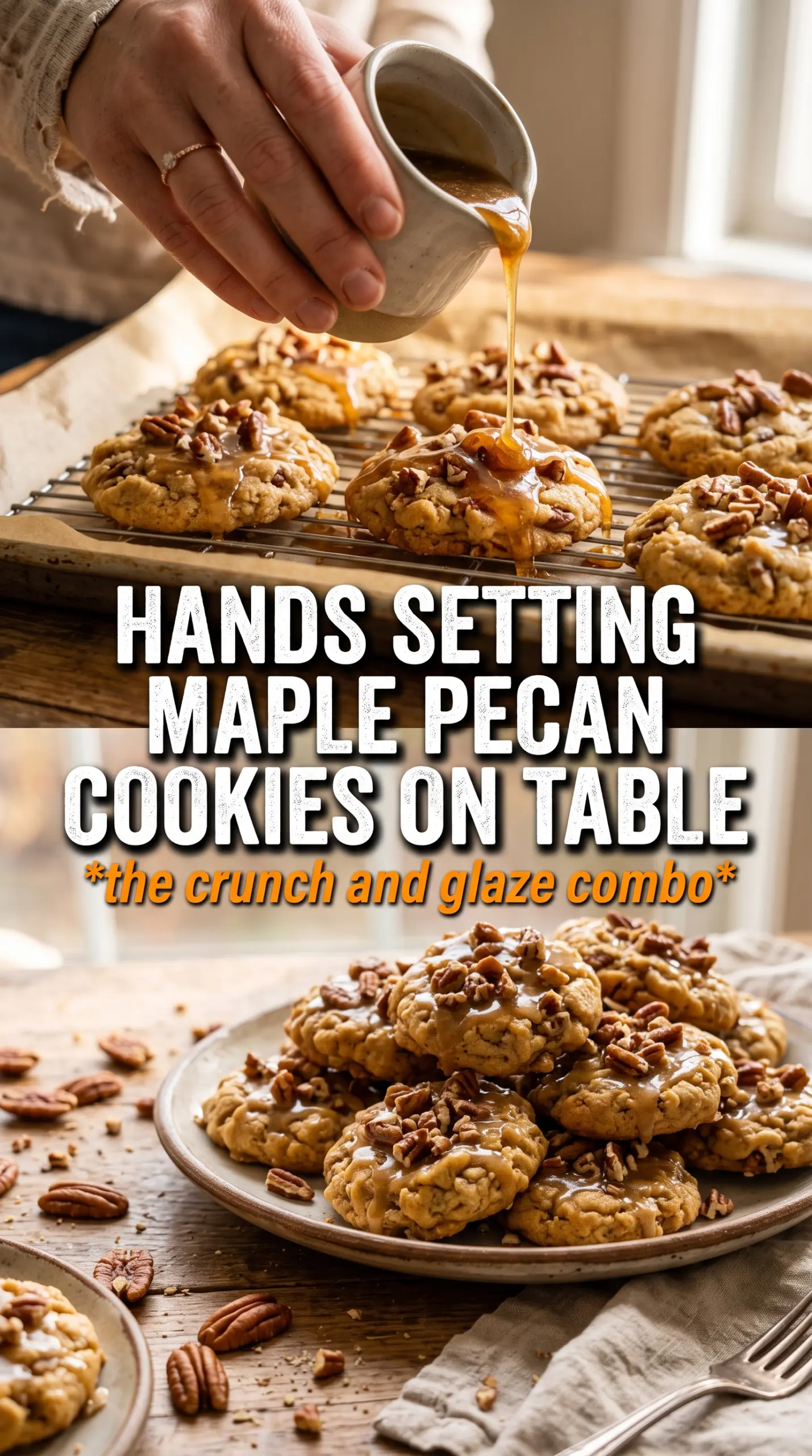Maple Pecan Pumpkin Cookies, maple glaze, toasted pecans