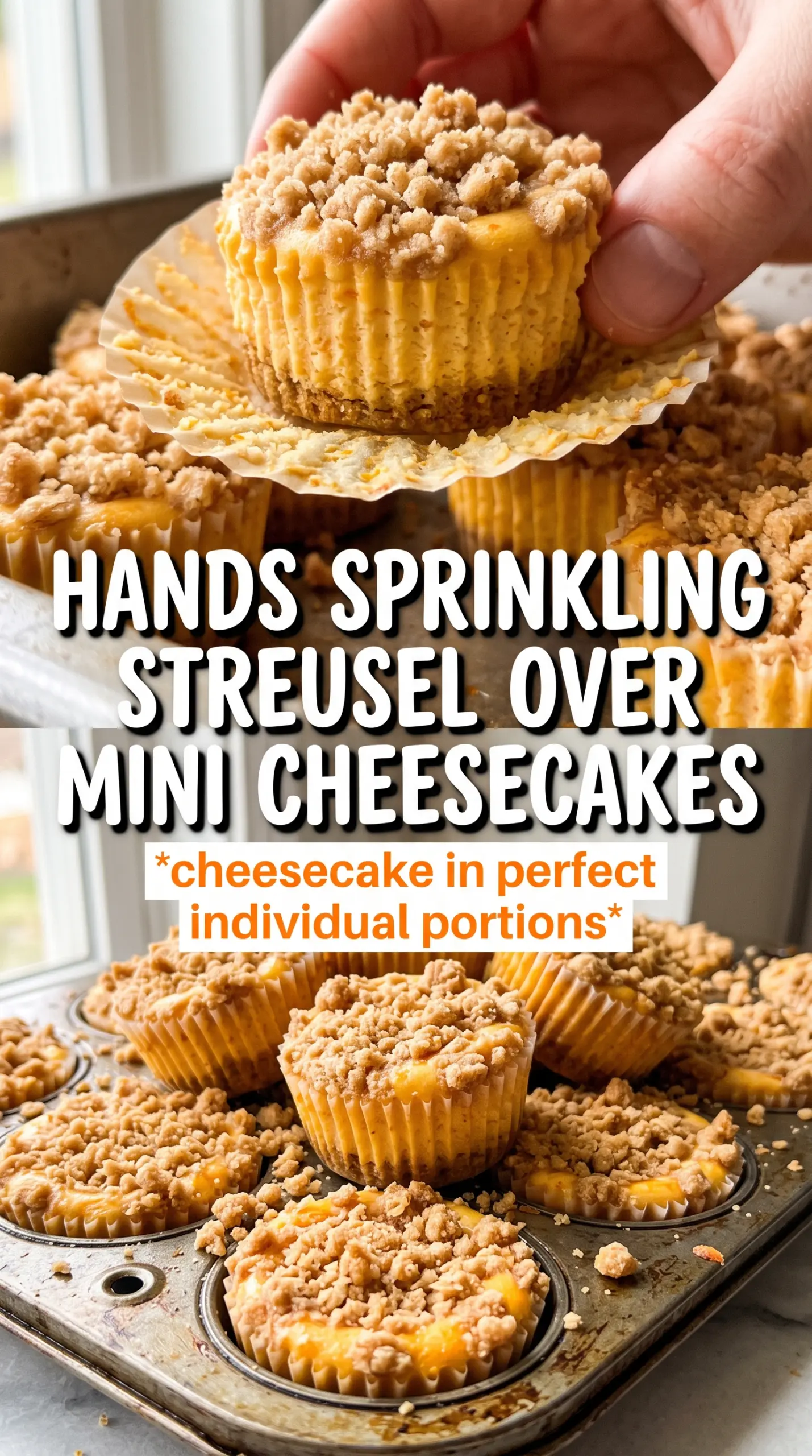 Mini Pumpkin Cheesecakes With Streusel Topping creamy spiced caramel