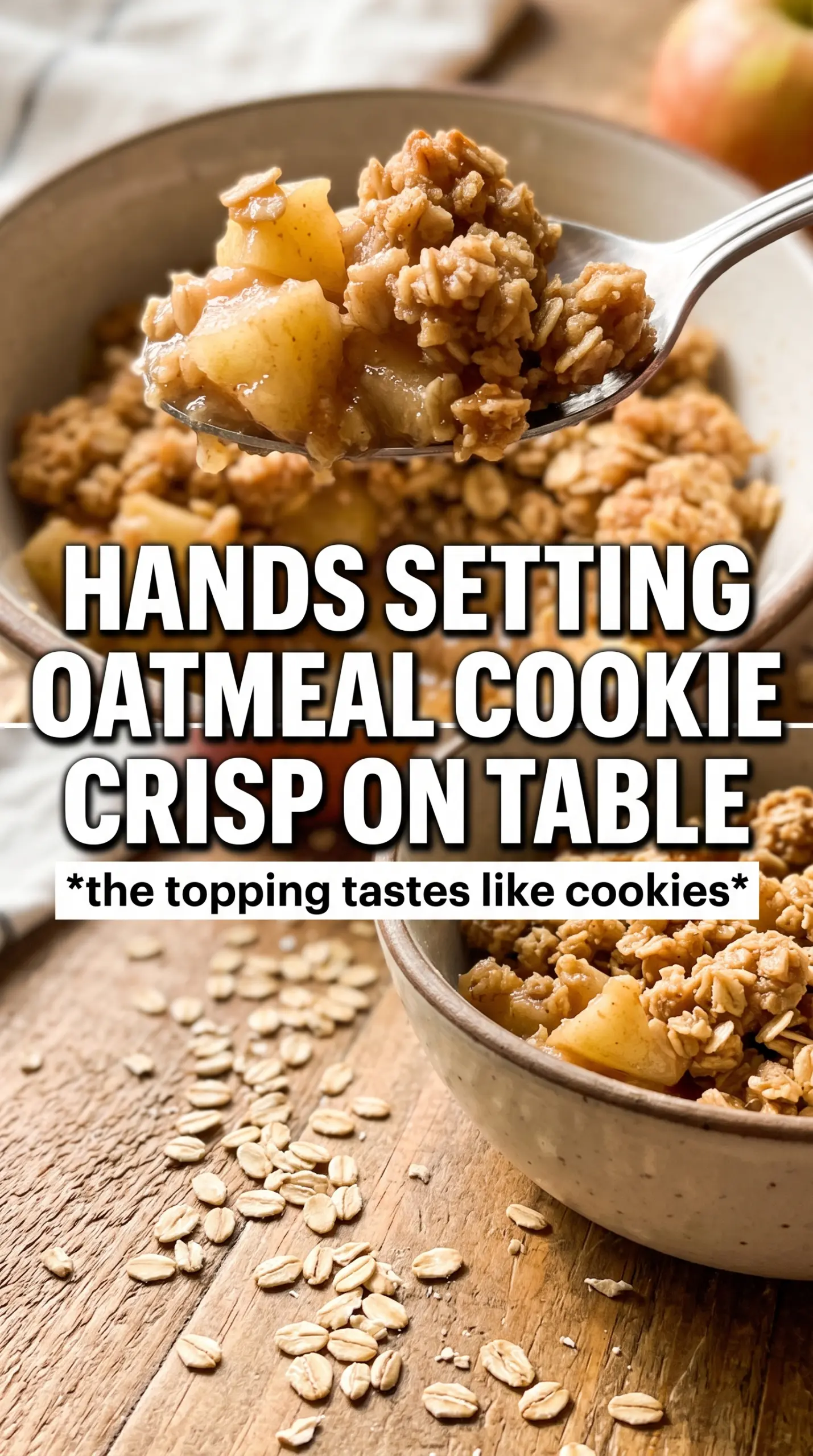 Oatmeal Cookie Apple Crisp with buttery crumble and cinnamon apples