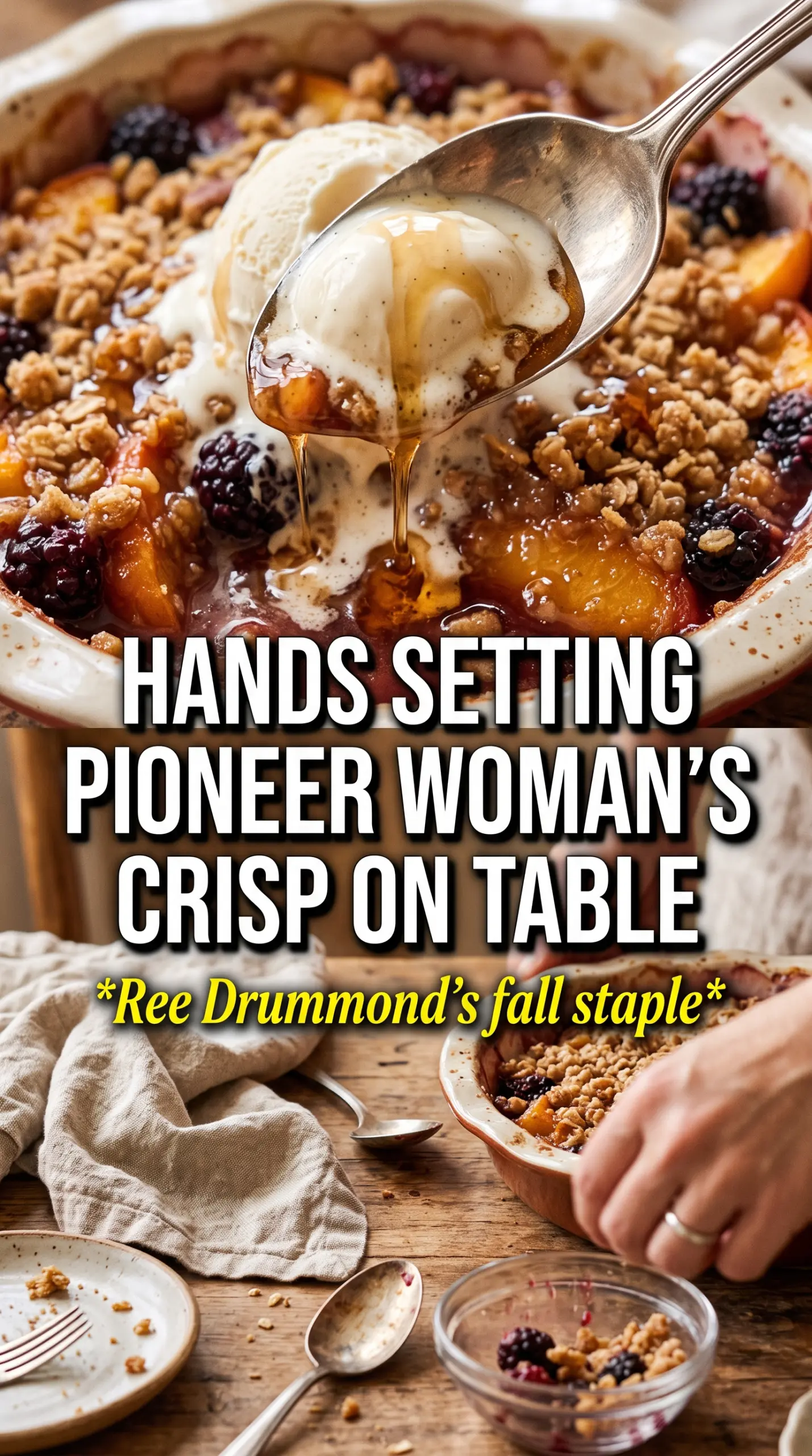 Pioneer Woman Apple Crisp with oat crumble, bubbling apples