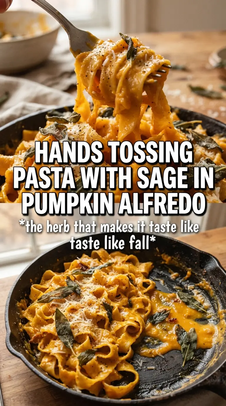 Pumpkin Alfredo Pasta With Sage, silky pasta, crispy sage