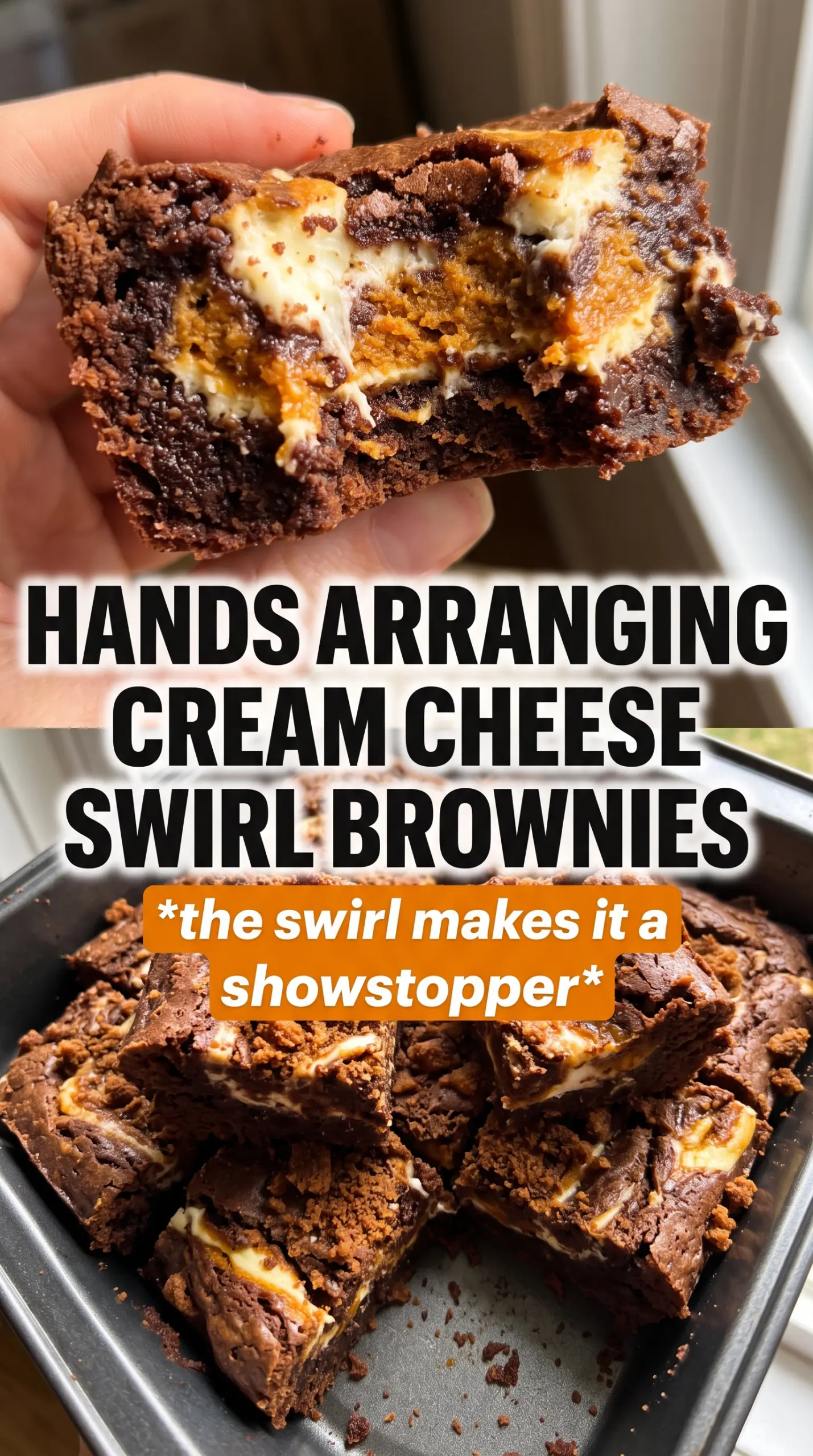 Pumpkin Cream Cheese Swirl Brownies fudgy marbled chocolate
