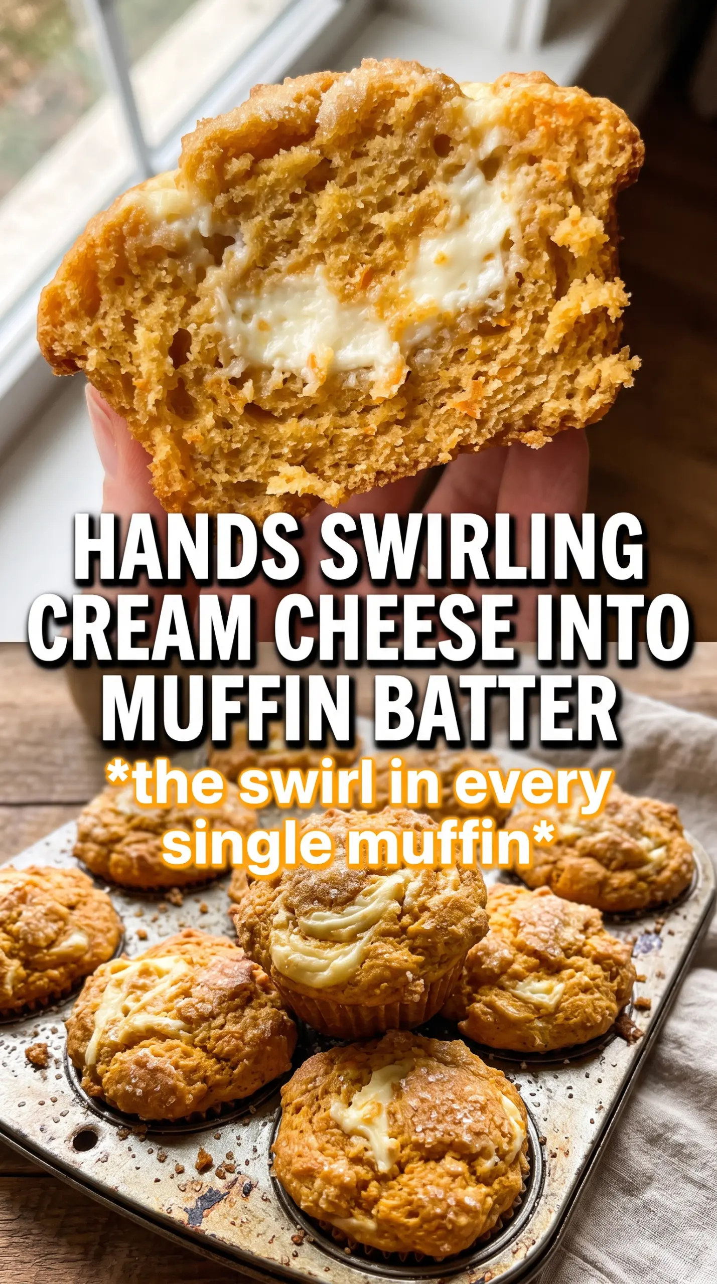 Pumpkin Cream Cheese Swirl Muffins tall domed streusel