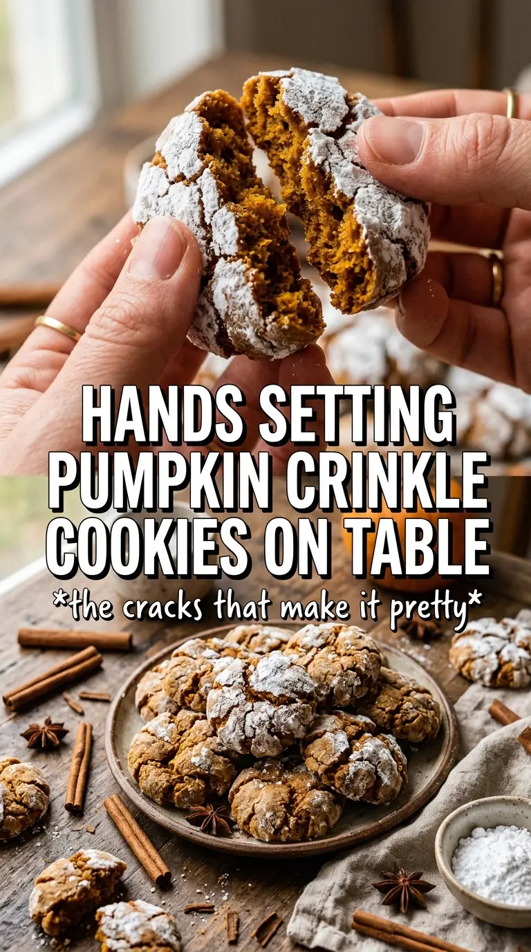 Pumpkin Crinkle Cookies crinkled powdered sugar