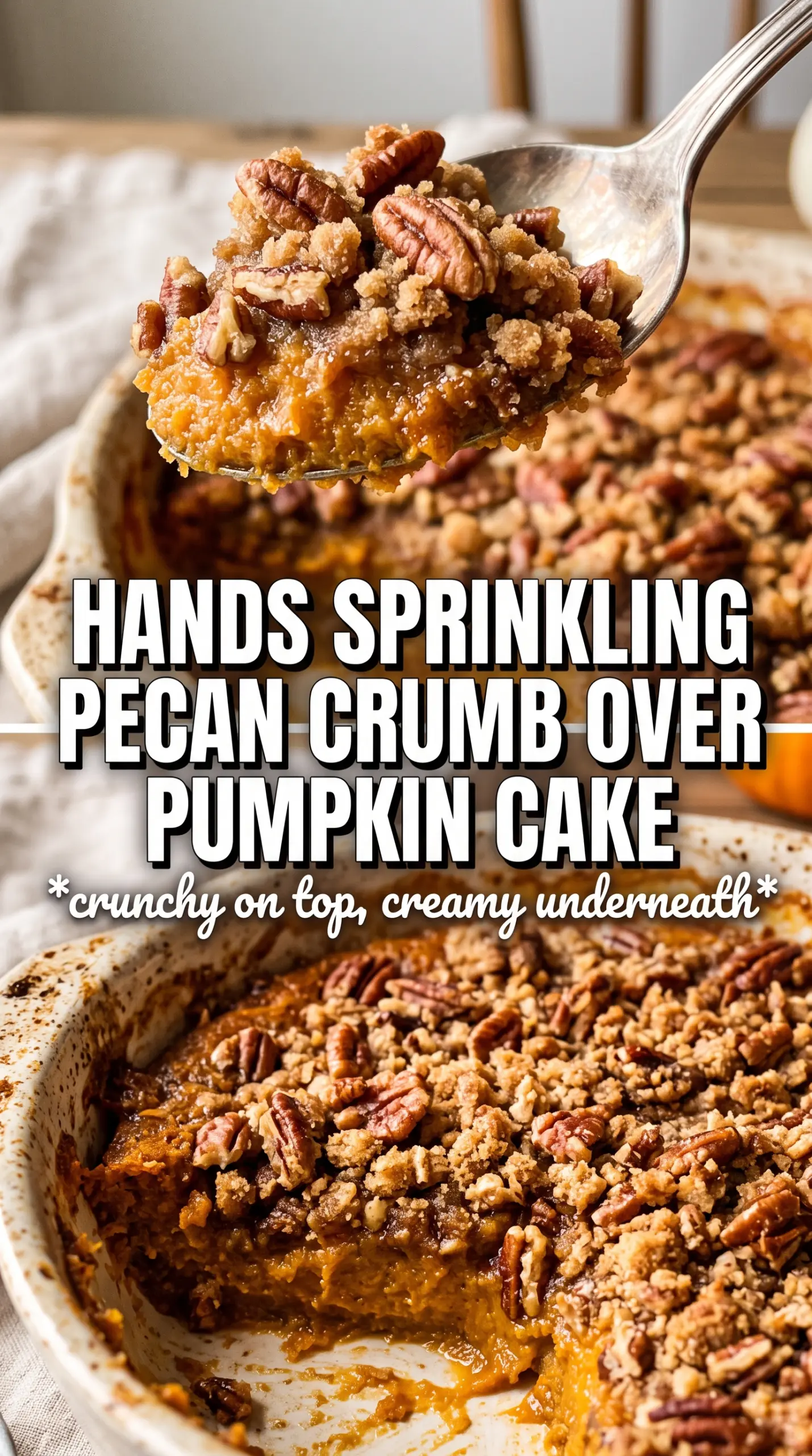 Pumpkin Crunch Cake golden pecan topping