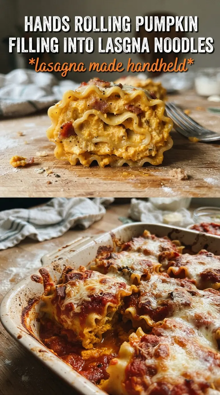 Pumpkin Lasagna Rolls With Bacon creamy cheesy baked